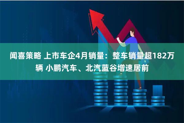 闻喜策略 上市车企4月销量：整车销量超182万辆 小鹏汽车、北汽蓝谷增速居前